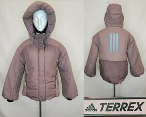 Adidas Terrex Down Puffer Jacket Women's Small Dusty Pink Cropped Gorp #J5938